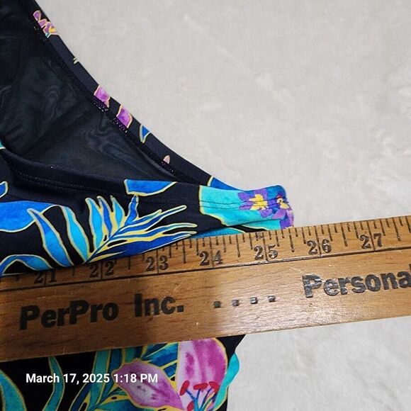 Swimsuits For All One Piece Swim Dress Sz 34 Black Floral Shelf Bra Swim Skirt - Picture 11 of 12